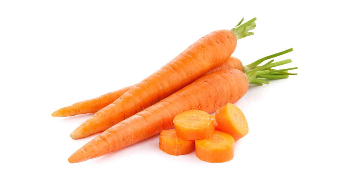 Fresh orange carrots on a white background